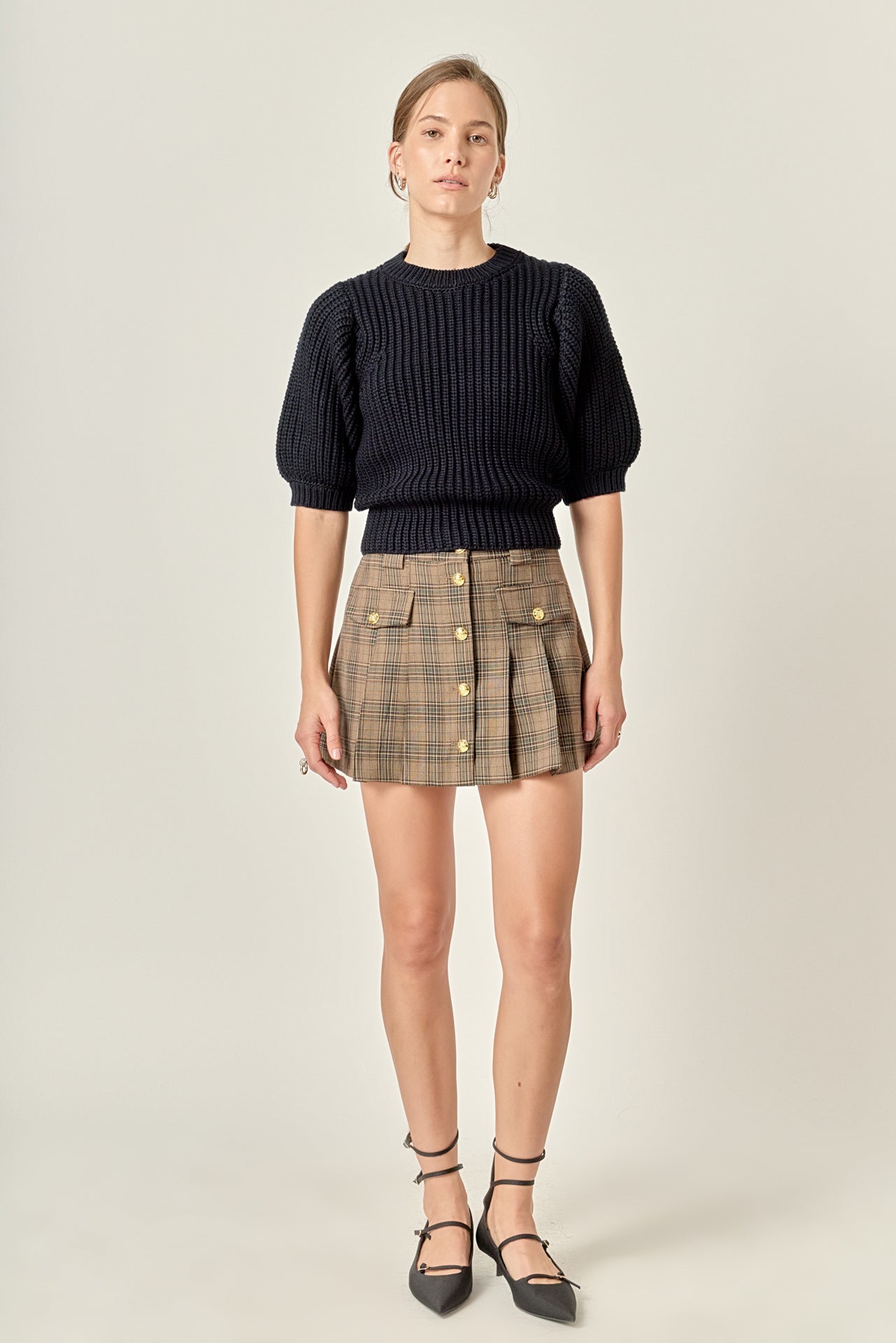 Madeline Check Pleated Mini Skort