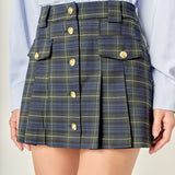 Madeline Check Pleated Mini Skort