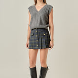 Madeline Check Pleated Mini Skort