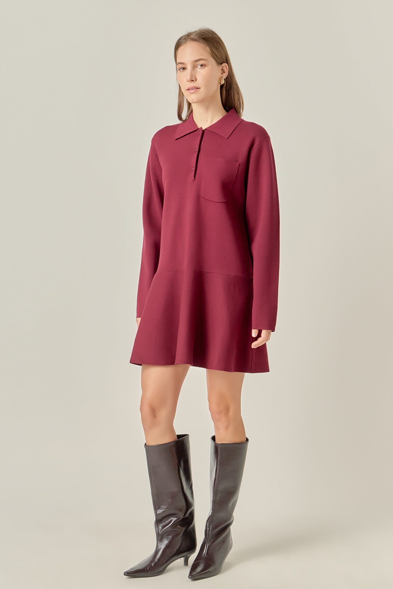 collared knit mini dress Collared Knit Mini Dress