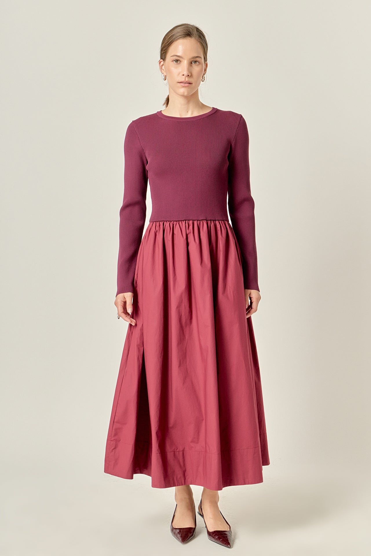 Pleated Mix Media Maxi Dress English Factory Pleated Mix Media Maxi Dress English Factory