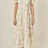 Embroidered Shell Midi Shirt Dress