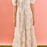 Embroidered Shell Midi Shirt Dress