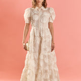 Embroidered Shell Midi Shirt Dress