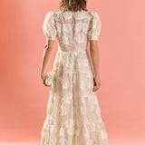 Embroidered Shell Midi Shirt Dress