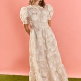 Embroidered Shell Midi Shirt Dress