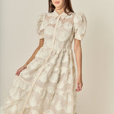 Embroidered Shell Midi Shirt Dress