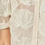 Embroidered Shell Midi Shirt Dress