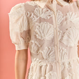 Embroidered Shell Midi Shirt Dress