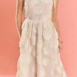 Embroidered Shell Sleeveless Midi Dress