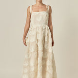 Embroidered Shell Sleeveless Midi Dress