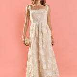 Embroidered Shell Sleeveless Midi Dress