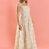 Embroidered Shell Sleeveless Midi Dress