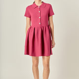 Heart Button Knit Mini Dress