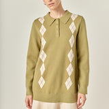 Argyle Polo Knit Dress