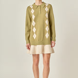 Argyle Polo Knit Dress