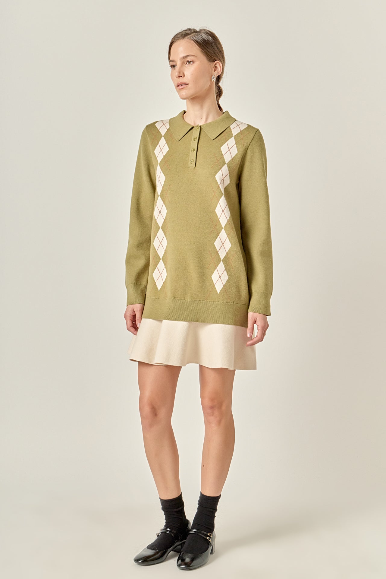 Argyle Polo Knit Dress – English Factory