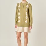 Argyle Polo Knit Dress