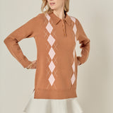 Argyle Polo Knit Dress