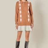 Argyle Polo Knit Dress