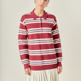 Stripe Polo Mixed Media Mini Dress