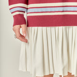 Stripe Polo Mixed Media Mini Dress