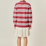 Stripe Polo Mixed Media Mini Dress