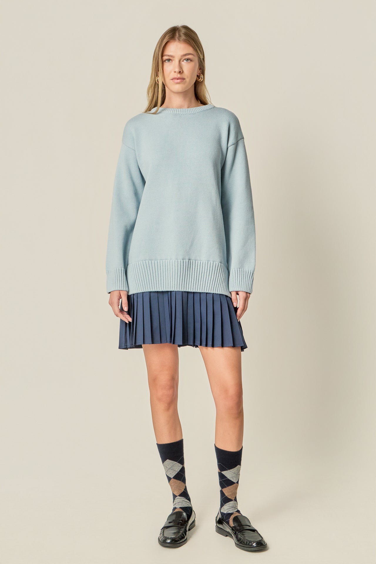 Mixed Media Pleated Mini Dress