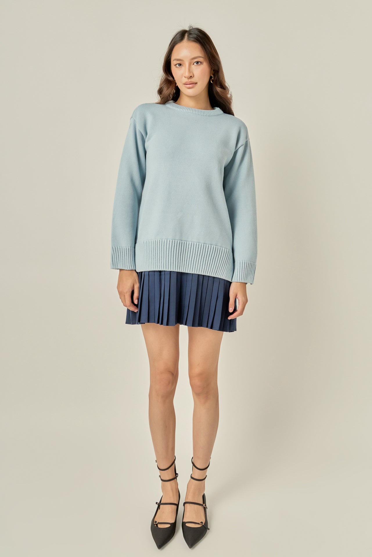 Mixed Media Pleated Mini Dress – English Factory