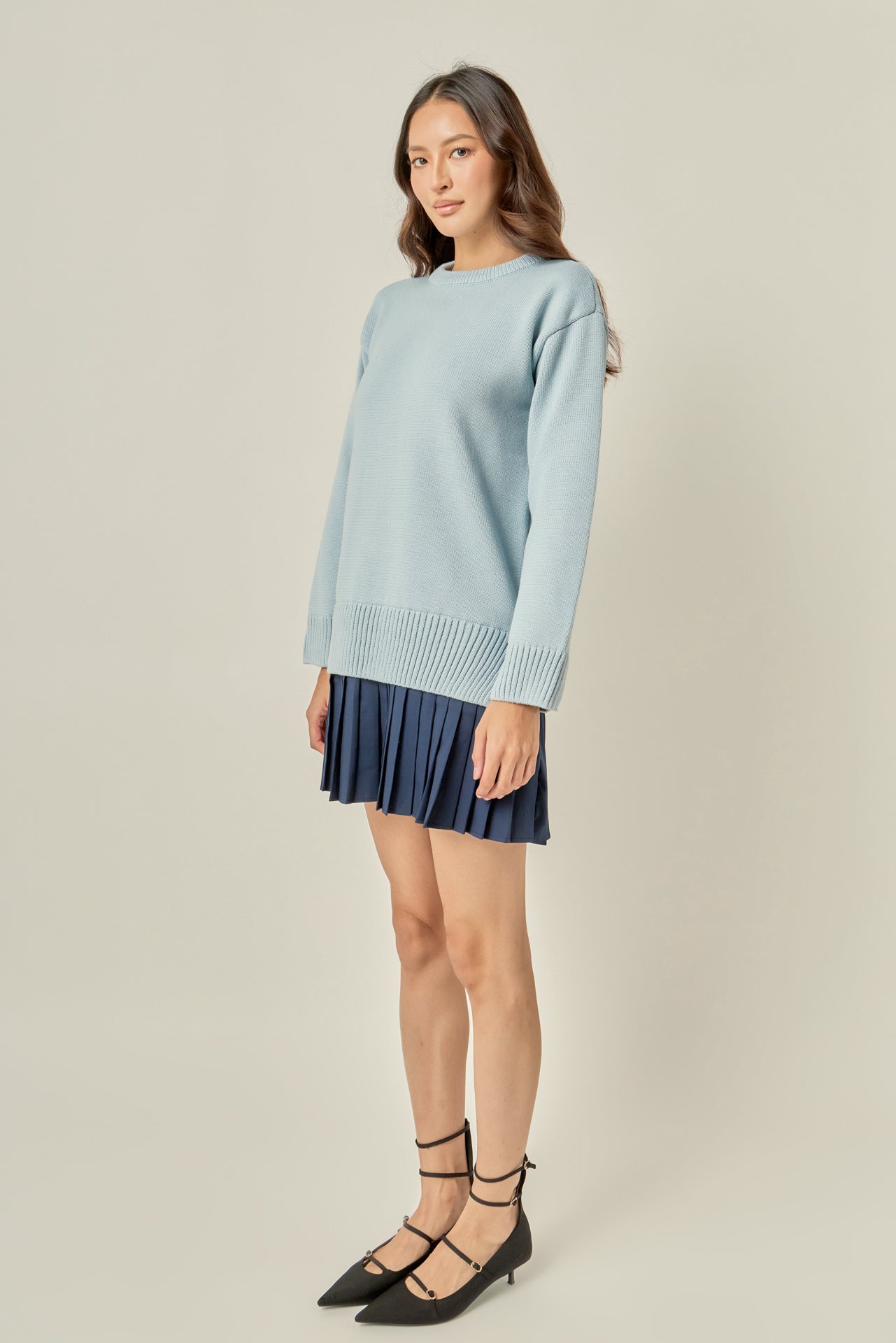 Mixed Media Pleated Mini Dress – English Factory