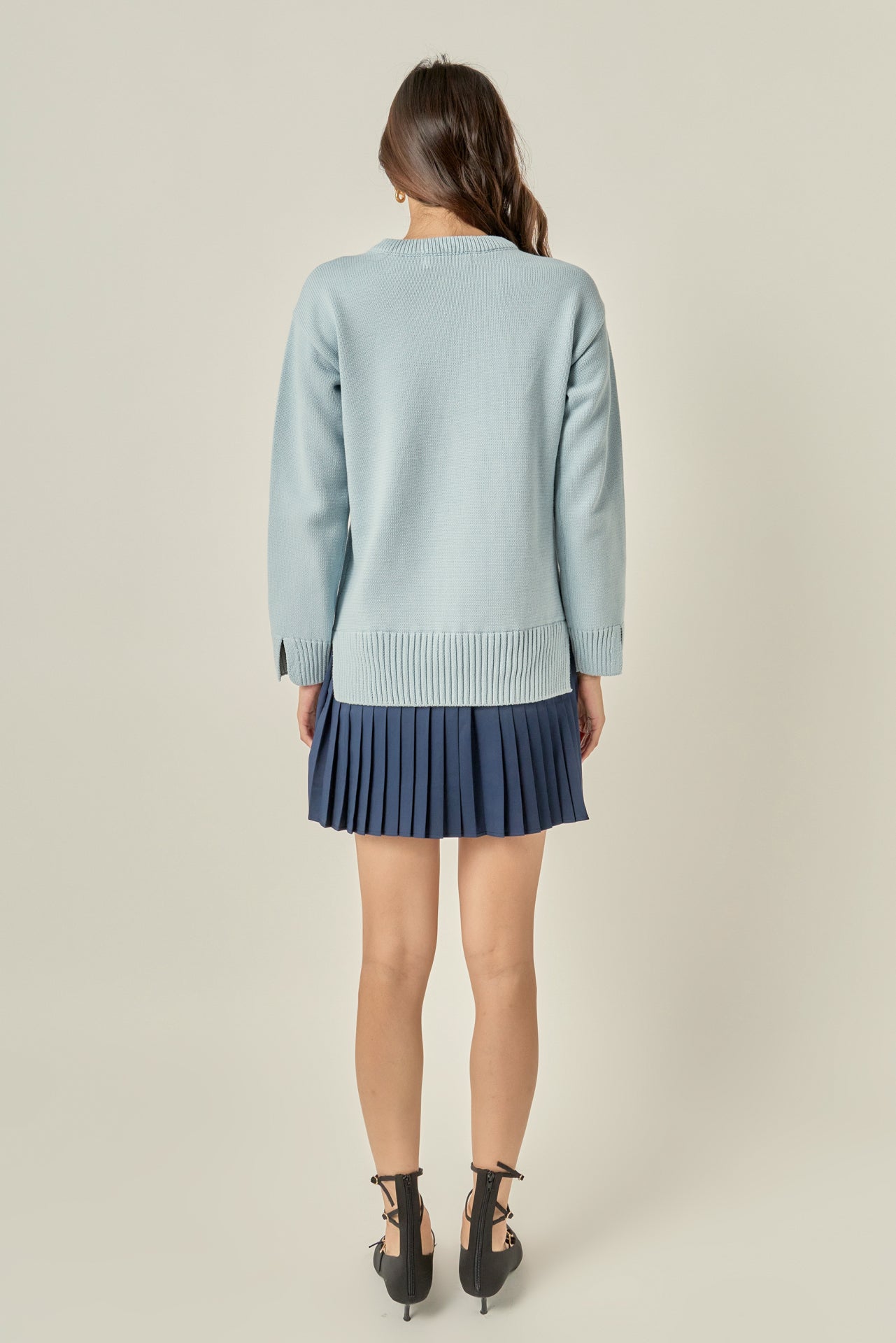 Mixed Media Pleated Mini Dress – English Factory