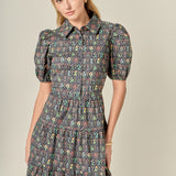 Print Button Up Maxi Dress