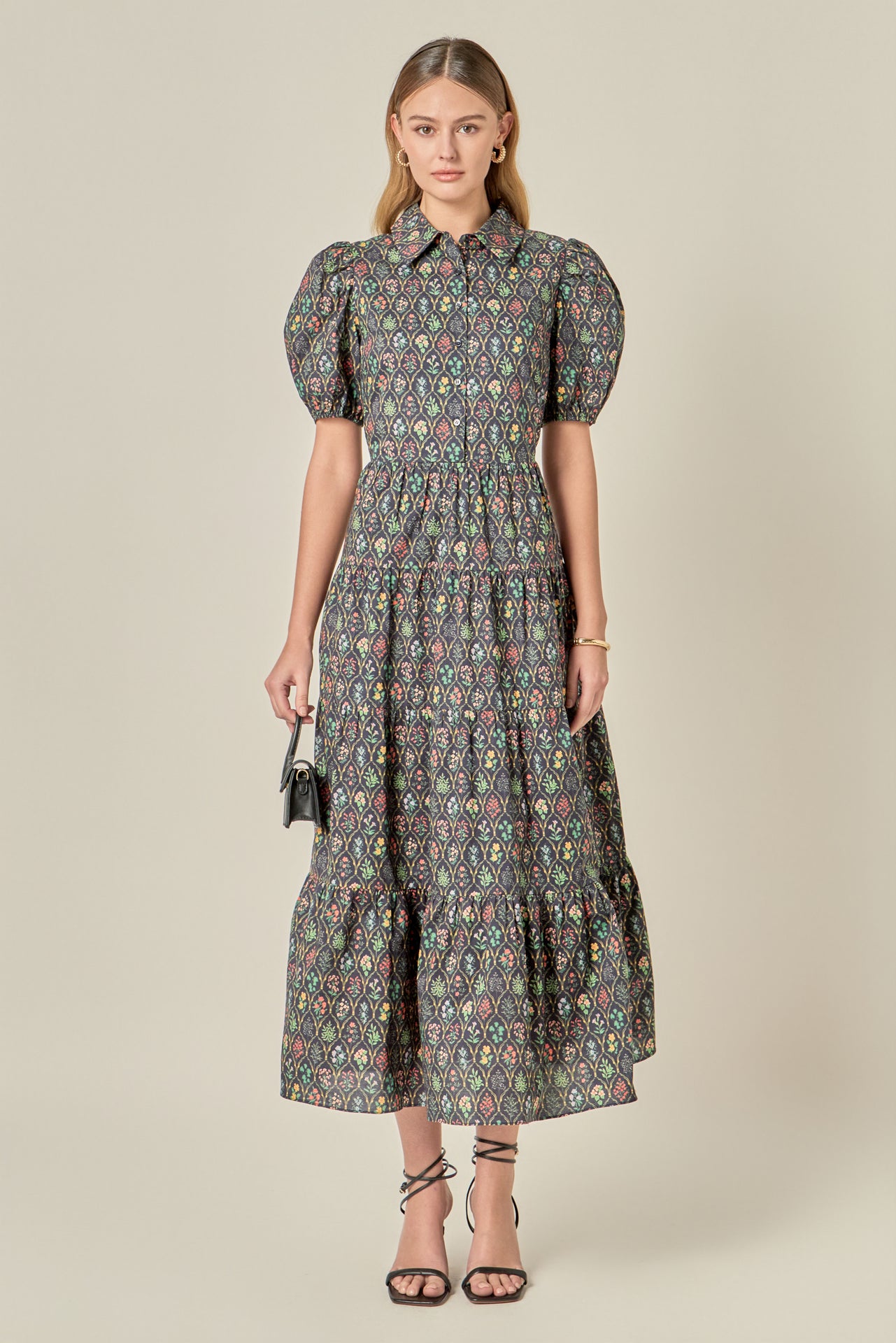 Mixed Media Embroidered Collar Midi Dress English Factory Mixed Media Embroidered Collar Midi Dress English Factory