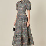 Print Button Up Maxi Dress