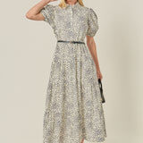 Print Button Up Midi Dress