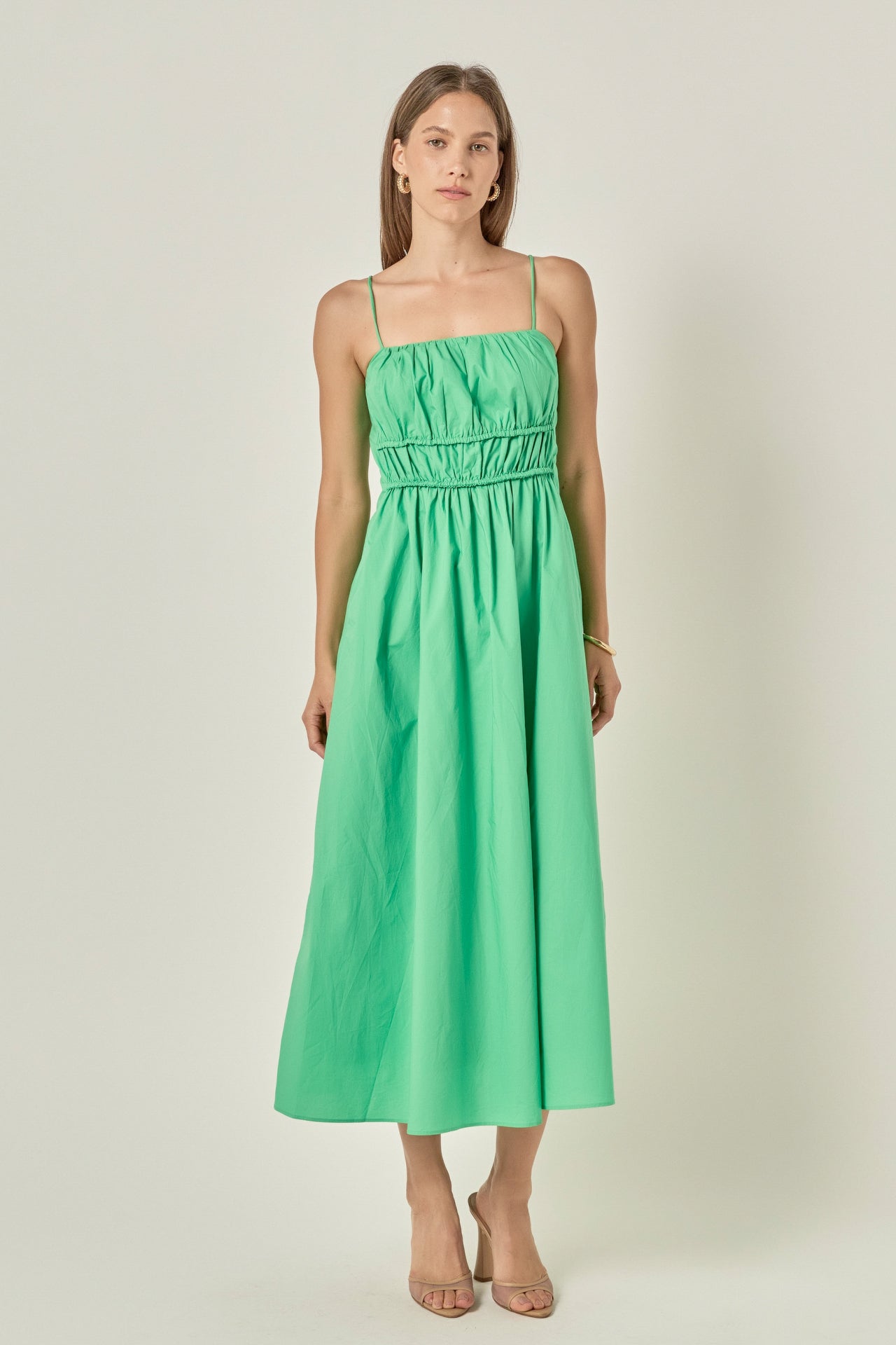 english factory sleeveless midi dress English Factory Sleeveless Square-Neck Midi Dress