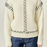 Stitch Detailed Chunky Crew Neck Knit