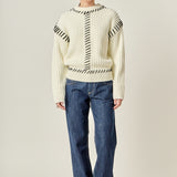 Stitch Detailed Chunky Crew Neck Knit