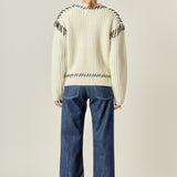 Stitch Detailed Chunky Crew Neck Knit