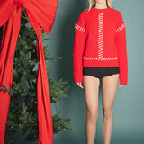 Stitch Detailed Chunky Crew Neck Knit