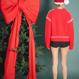 Stitch Detailed Chunky Crew Neck Knit