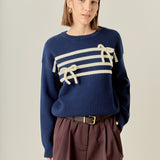 Eloise Bow Striped Knit Top