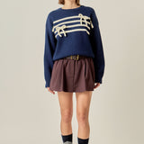 Eloise Bow Striped Knit Top