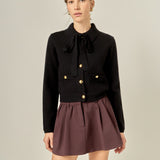 Detachable Bow Cardigan