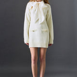 Detachable Bow Knit Dress