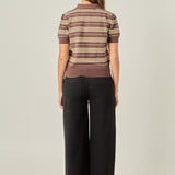 Striped Polo Knit Top