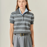 Striped Polo Knit Top