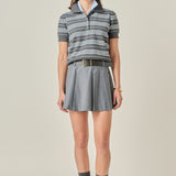 Striped Polo Knit Top