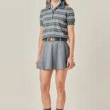 Striped Polo Knit Top