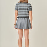 Striped Polo Knit Top